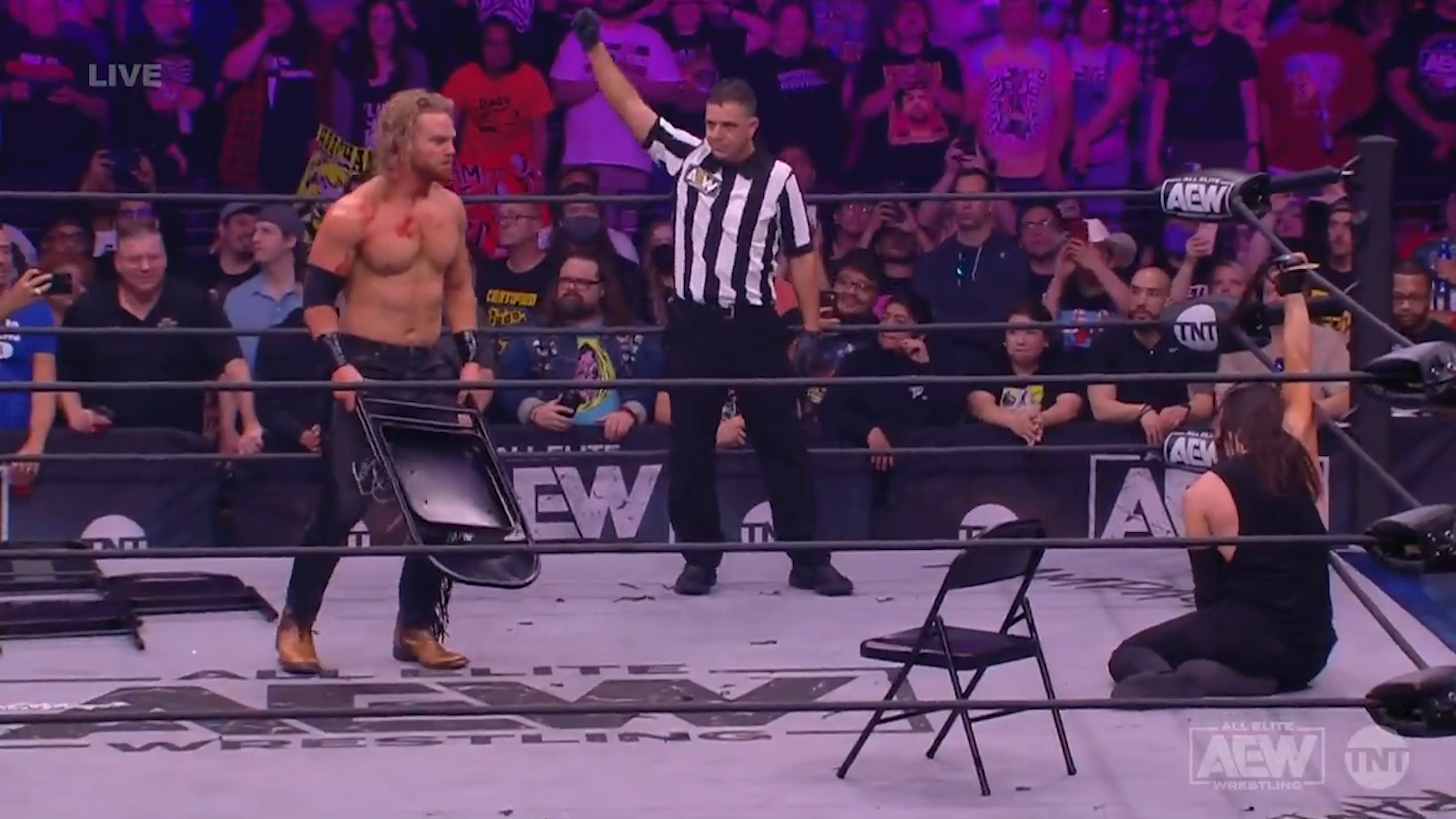 B/R Wrestling on X: AND STILL. 🐎 Hangman Page defeats Adam Cole for the  AEW Championship #AEWRevolution  / X