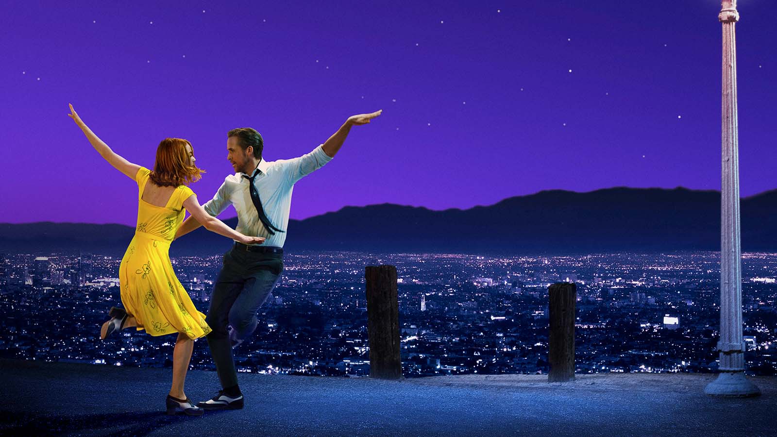 blue la la land dress La La Land Photo Backdrop with street lamp and city lights – Alba  Backgrounds