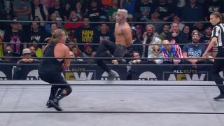 Darby Allin fights Chris Jericho with his hands tied behind his back